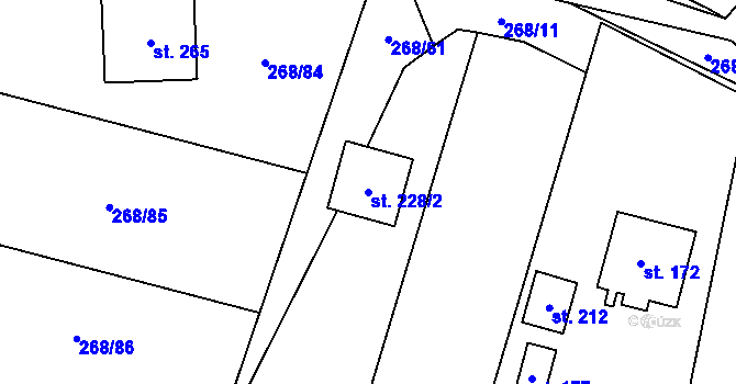 Parcela st. 228/2 v KÚ Voděrady u Kunštátu, Katastrální mapa