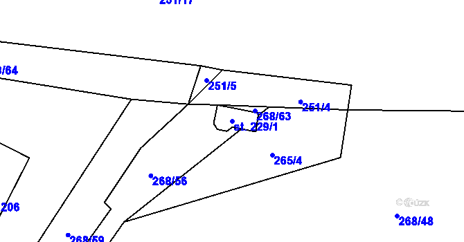 Parcela st. 229/1 v KÚ Voděrady u Kunštátu, Katastrální mapa