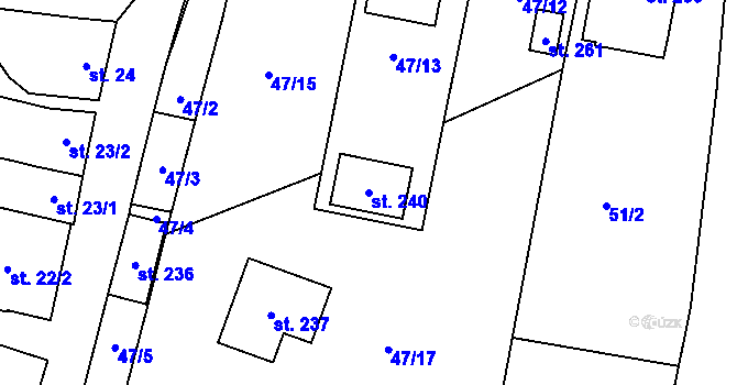 Parcela st. 240 v KÚ Voděrady u Kunštátu, Katastrální mapa