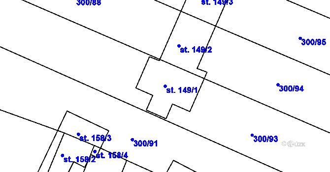 Parcela st. 149/1 v KÚ Voděrady u Kunštátu, Katastrální mapa