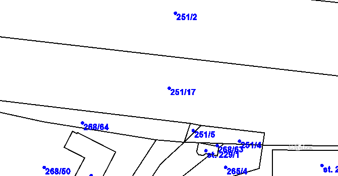 Parcela st. 251/17 v KÚ Voděrady u Kunštátu, Katastrální mapa