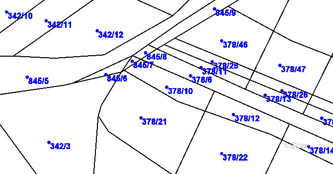 Parcela st. 378/10 v KÚ Voděrady u Kunštátu, Katastrální mapa