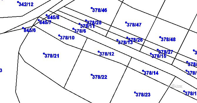 Parcela st. 378/12 v KÚ Voděrady u Kunštátu, Katastrální mapa