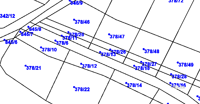 Parcela st. 378/13 v KÚ Voděrady u Kunštátu, Katastrální mapa