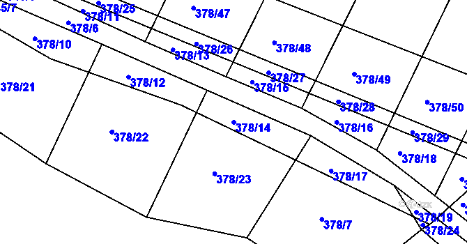 Parcela st. 378/14 v KÚ Voděrady u Kunštátu, Katastrální mapa