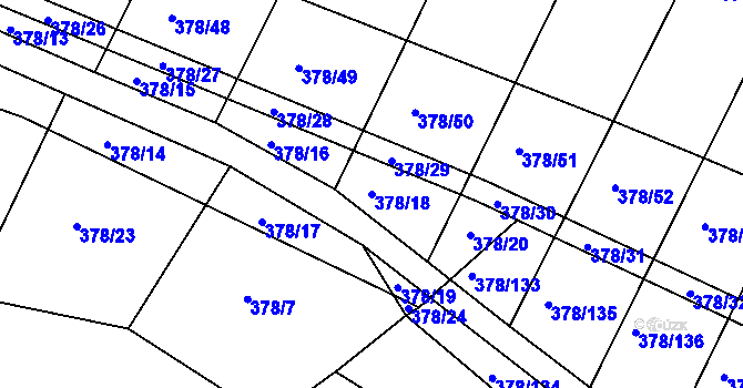 Parcela st. 378/18 v KÚ Voděrady u Kunštátu, Katastrální mapa