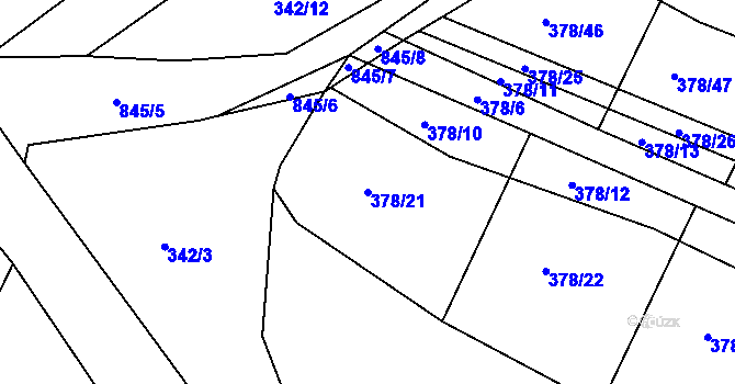 Parcela st. 378/21 v KÚ Voděrady u Kunštátu, Katastrální mapa