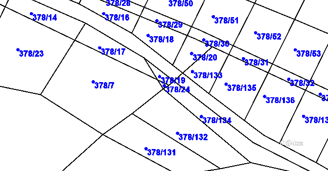 Parcela st. 378/24 v KÚ Voděrady u Kunštátu, Katastrální mapa
