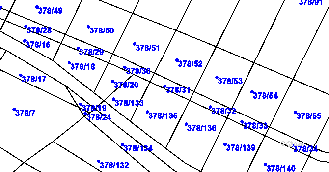 Parcela st. 378/31 v KÚ Voděrady u Kunštátu, Katastrální mapa
