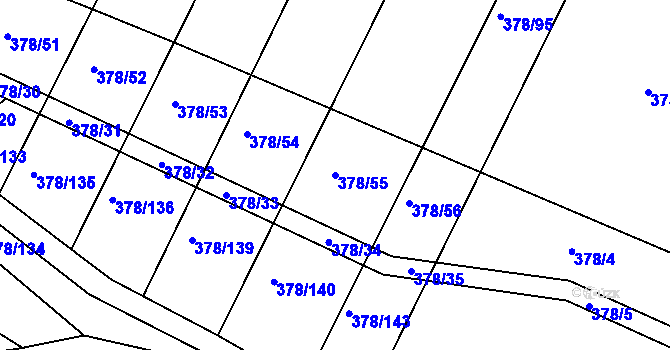 Parcela st. 378/55 v KÚ Voděrady u Kunštátu, Katastrální mapa