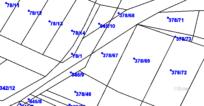 Parcela st. 378/67 v KÚ Voděrady u Kunštátu, Katastrální mapa