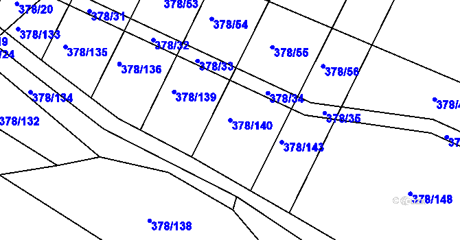Parcela st. 378/140 v KÚ Voděrady u Kunštátu, Katastrální mapa