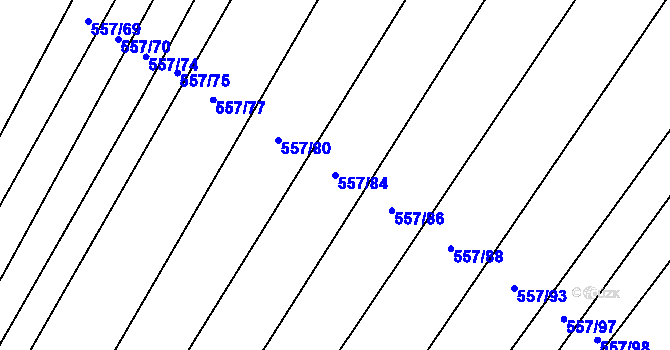 Parcela st. 557/84 v KÚ Voděrady u Kunštátu, Katastrální mapa