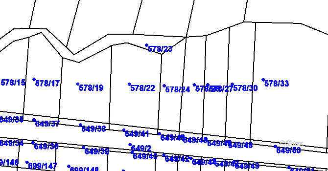 Parcela st. 578/24 v KÚ Voděrady u Kunštátu, Katastrální mapa