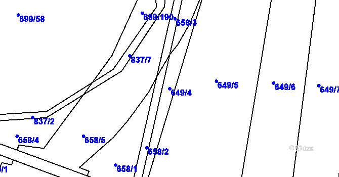 Parcela st. 649/4 v KÚ Voděrady u Kunštátu, Katastrální mapa
