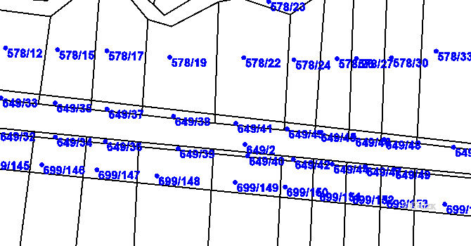 Parcela st. 649/41 v KÚ Voděrady u Kunštátu, Katastrální mapa