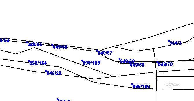 Parcela st. 649/67 v KÚ Voděrady u Kunštátu, Katastrální mapa