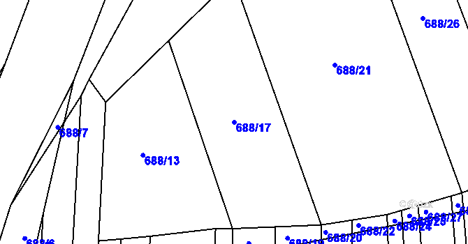 Parcela st. 688/17 v KÚ Voděrady u Kunštátu, Katastrální mapa