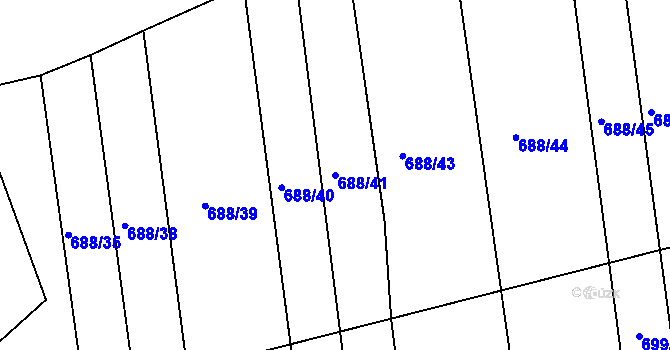 Parcela st. 688/41 v KÚ Voděrady u Kunštátu, Katastrální mapa