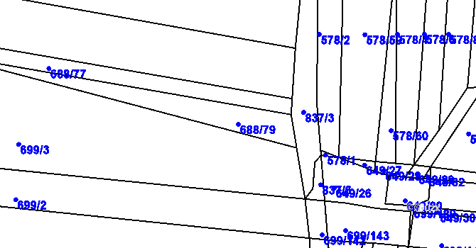 Parcela st. 688/79 v KÚ Voděrady u Kunštátu, Katastrální mapa