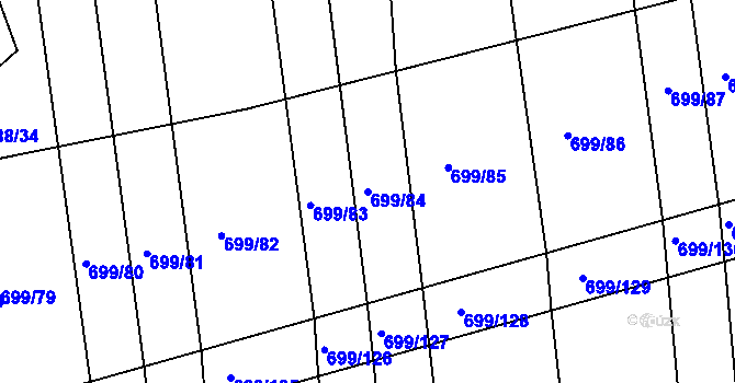 Parcela st. 699/84 v KÚ Voděrady u Kunštátu, Katastrální mapa