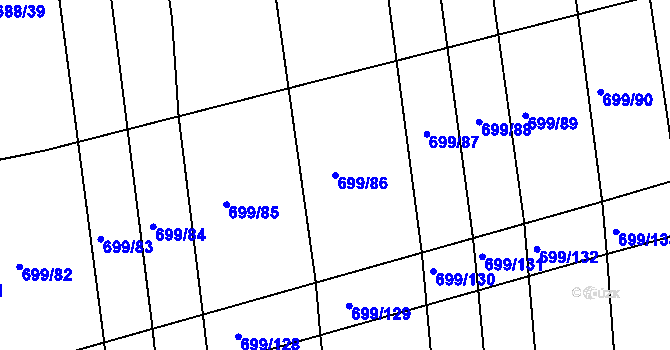 Parcela st. 699/86 v KÚ Voděrady u Kunštátu, Katastrální mapa