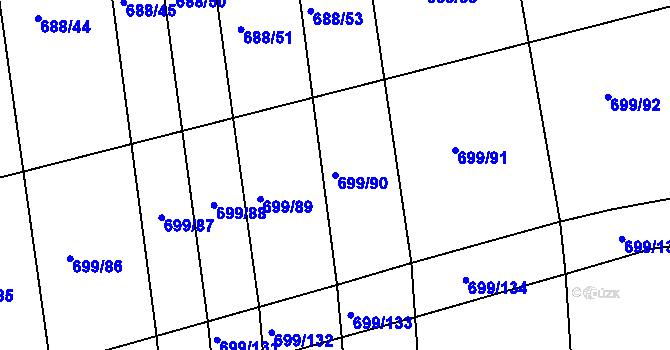 Parcela st. 699/90 v KÚ Voděrady u Kunštátu, Katastrální mapa