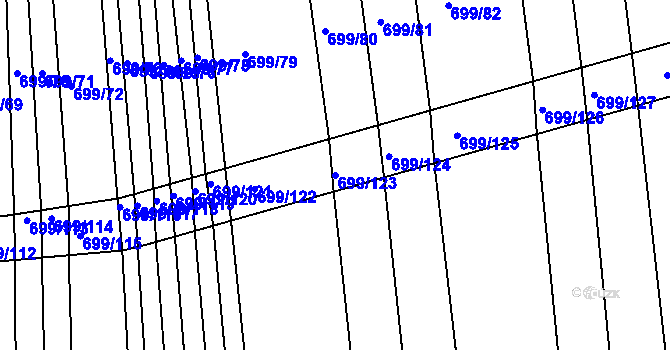Parcela st. 699/123 v KÚ Voděrady u Kunštátu, Katastrální mapa