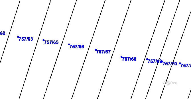 Parcela st. 757/67 v KÚ Voděrady u Kunštátu, Katastrální mapa