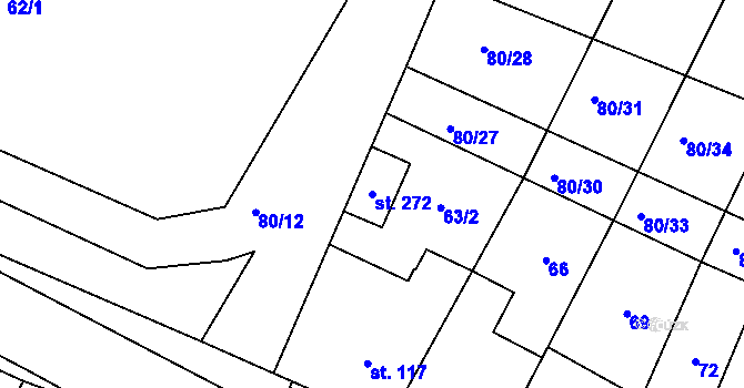 Parcela st. 272 v KÚ Voděrady u Kunštátu, Katastrální mapa
