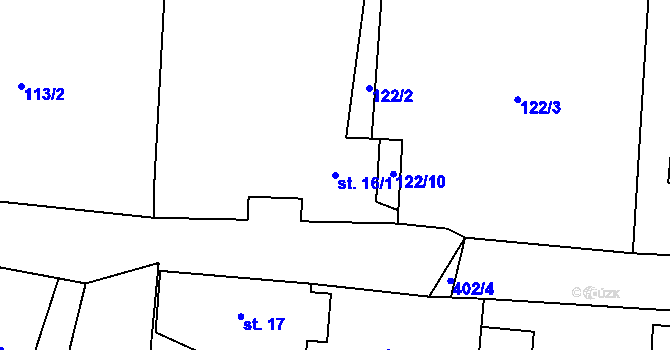 Parcela st. 16/1 v KÚ Malešín u Vodice, Katastrální mapa