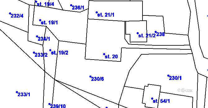 Parcela st. 20 v KÚ Malešín u Vodice, Katastrální mapa