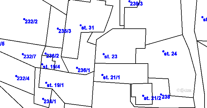 Parcela st. 23 v KÚ Malešín u Vodice, Katastrální mapa