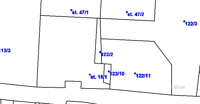 Parcela st. 122/2 v KÚ Malešín u Vodice, Katastrální mapa
