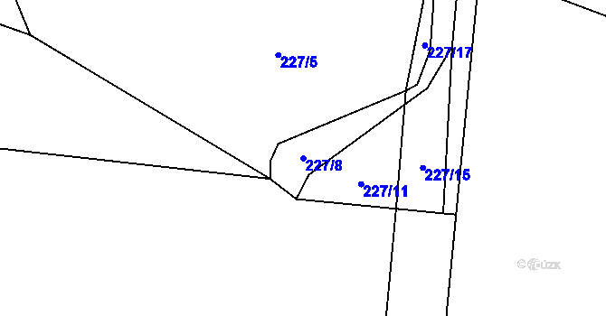 Parcela st. 227/8 v KÚ Malešín u Vodice, Katastrální mapa