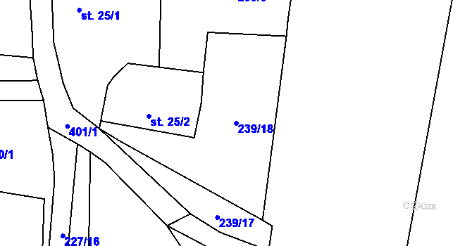 Parcela st. 239/18 v KÚ Malešín u Vodice, Katastrální mapa