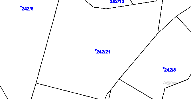 Parcela st. 242/21 v KÚ Malešín u Vodice, Katastrální mapa