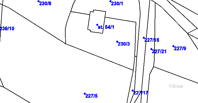 Parcela st. 227/18 v KÚ Malešín u Vodice, Katastrální mapa