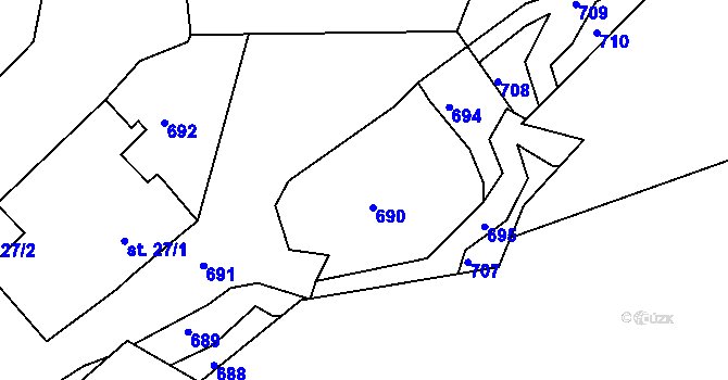 Parcela st. 242/23 v KÚ Malešín u Vodice, Katastrální mapa