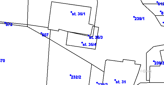 Parcela st. 35/4 v KÚ Malešín u Vodice, Katastrální mapa