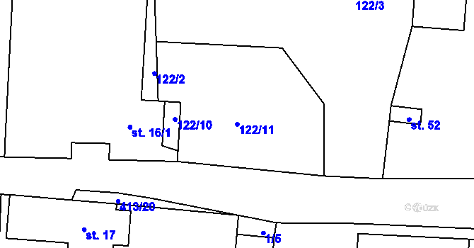 Parcela st. 122/11 v KÚ Malešín u Vodice, Katastrální mapa