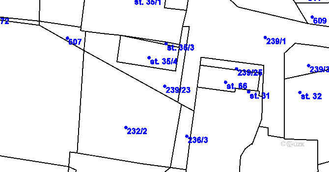 Parcela st. 239/23 v KÚ Malešín u Vodice, Katastrální mapa