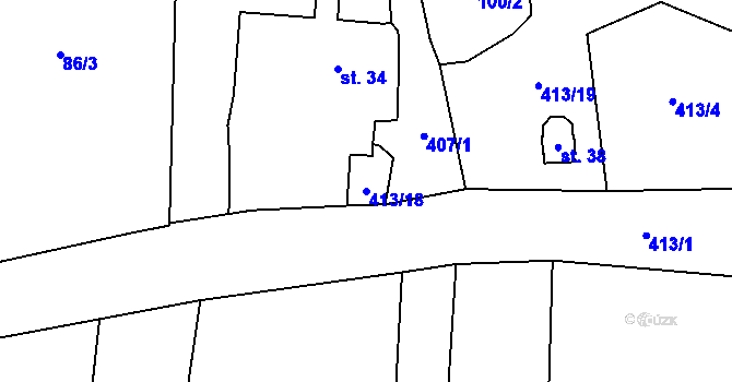Parcela st. 413/18 v KÚ Malešín u Vodice, Katastrální mapa