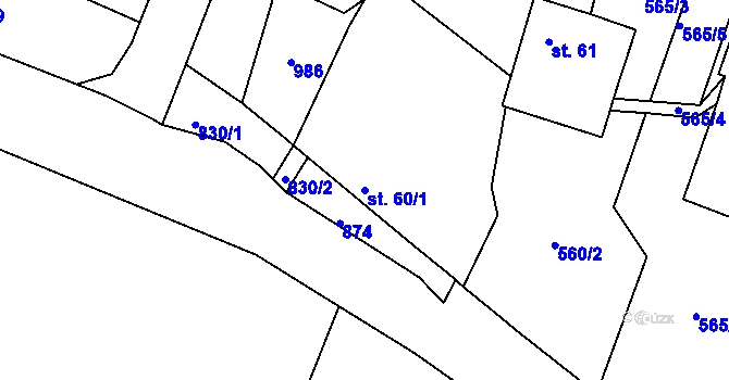 Parcela st. 60/1 v KÚ Vodice u Tábora, Katastrální mapa