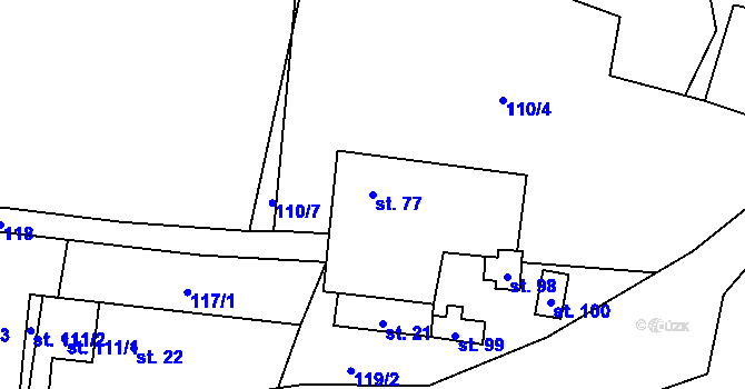Parcela st. 77 v KÚ Vodice u Tábora, Katastrální mapa