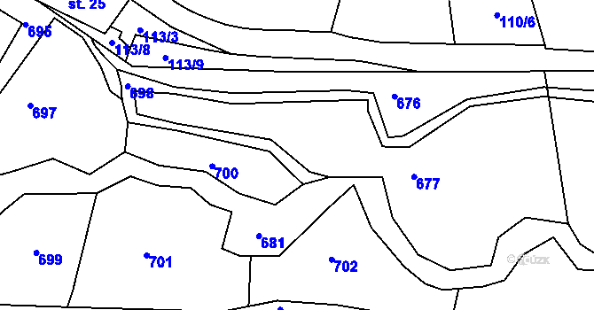 Parcela st. 133 v KÚ Vodice u Tábora, Katastrální mapa