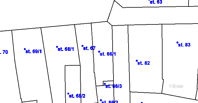 Parcela st. 66/1 v KÚ Vodňany, Katastrální mapa