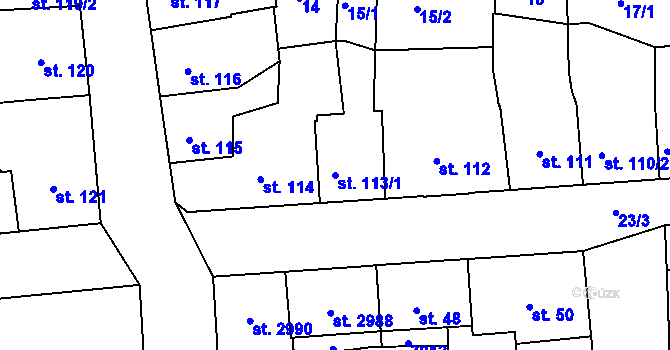 Parcela st. 113/1 v KÚ Vodňany, Katastrální mapa