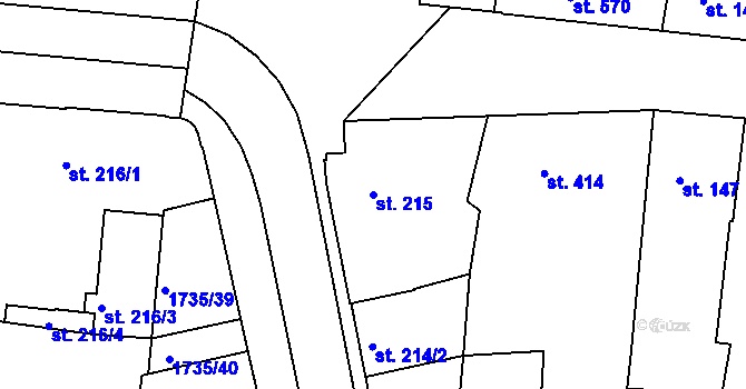 Parcela st. 215 v KÚ Vodňany, Katastrální mapa
