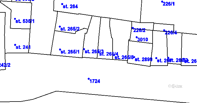 Parcela st. 265/4 v KÚ Vodňany, Katastrální mapa